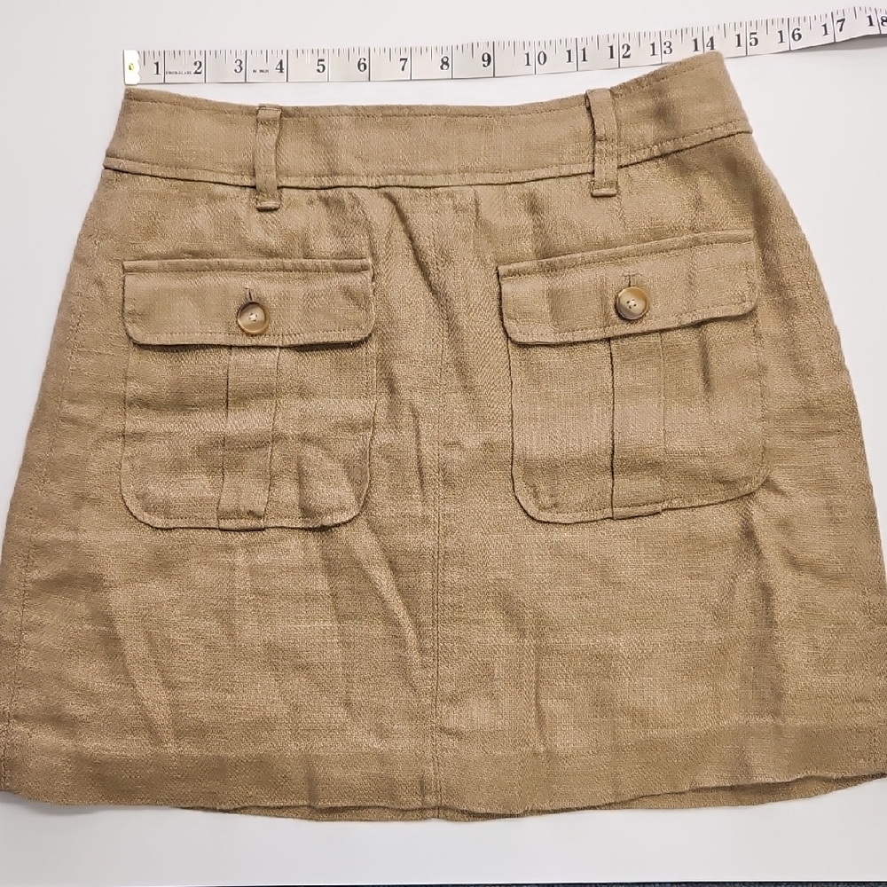 Loft 100% Linen Tan Miniskirt